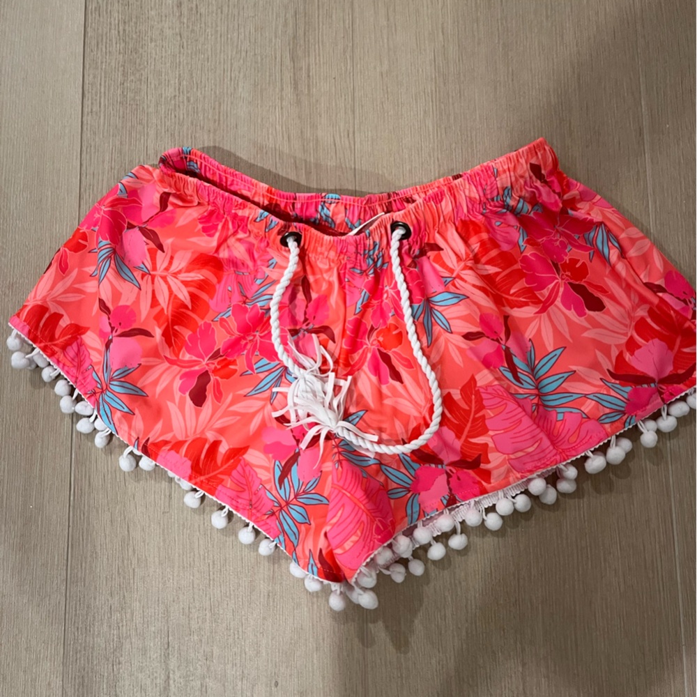 Floral Pom-Pom Trim Shorts
